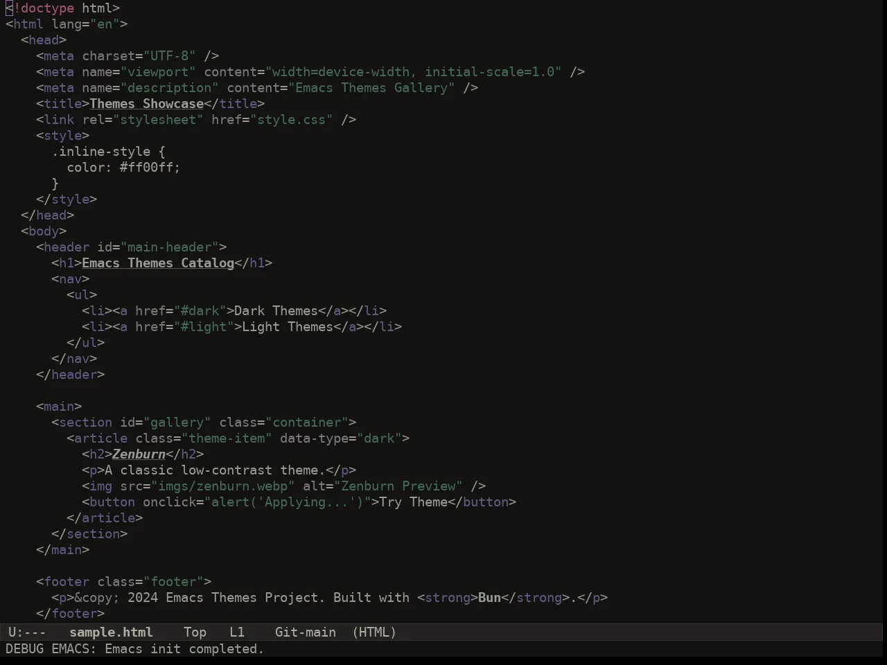 Au Herbarium Night Theme in html-mode