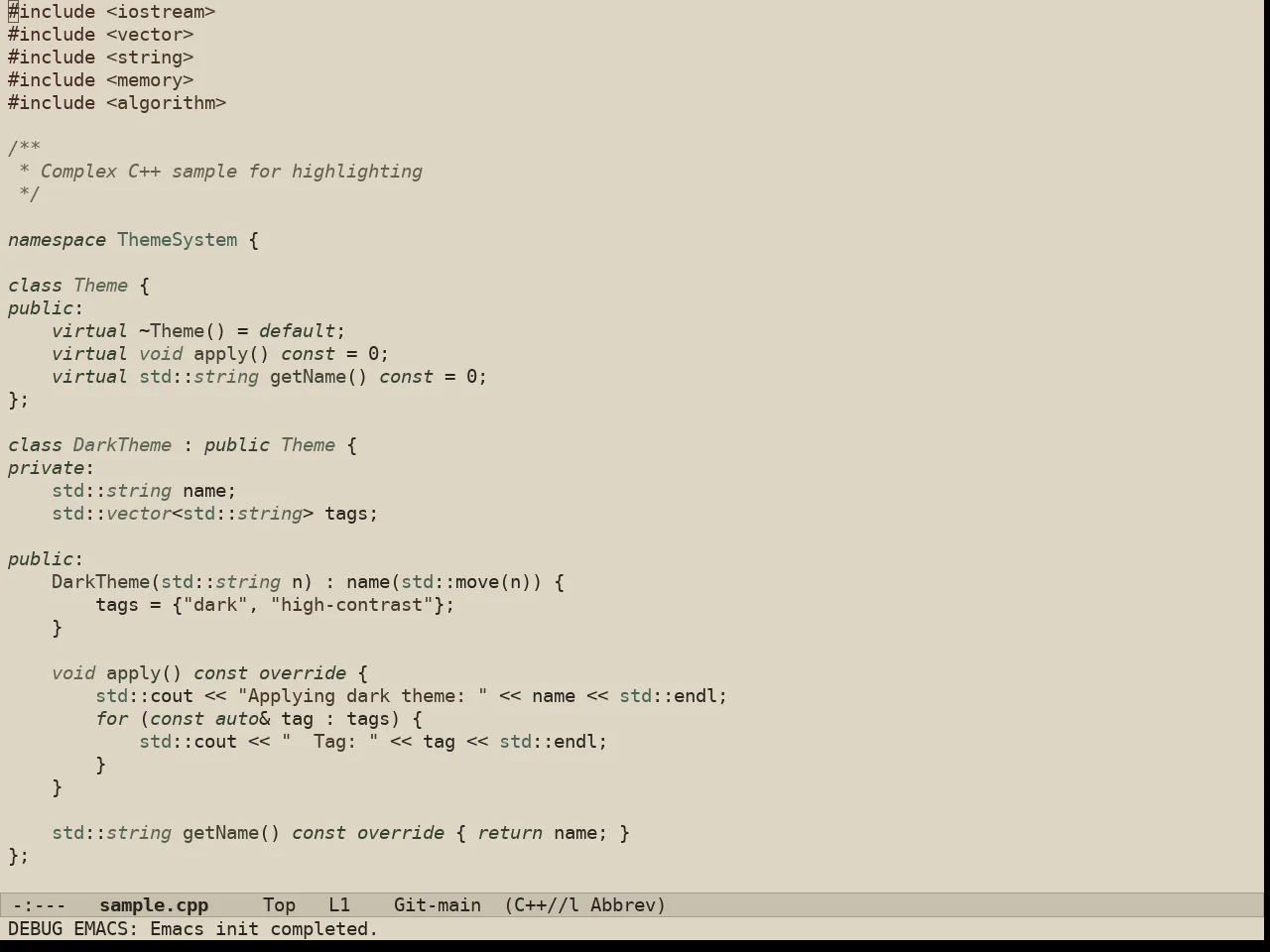 Au Parchment Day Theme in c++-mode