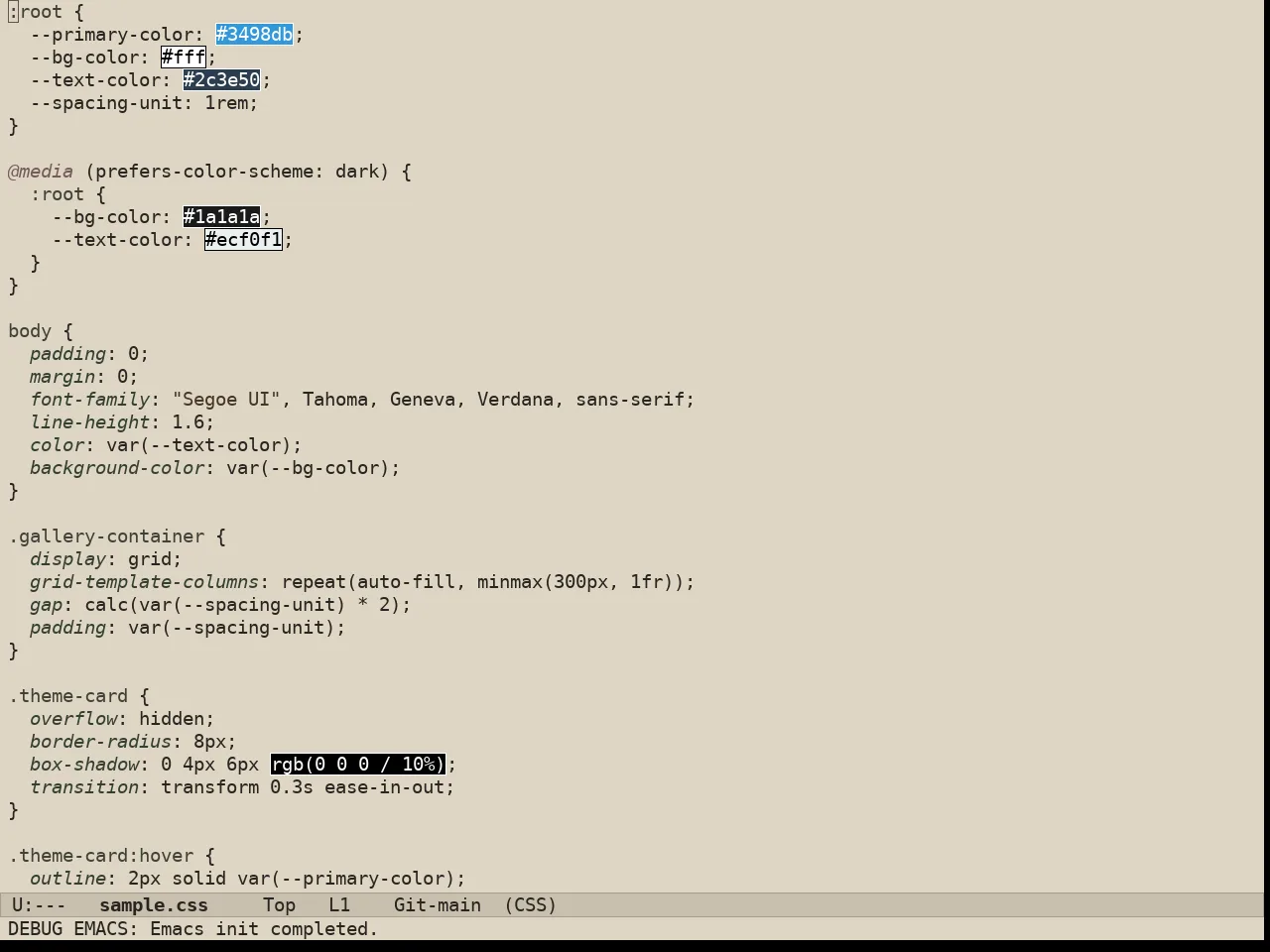 Au Parchment Day Theme in css-mode
