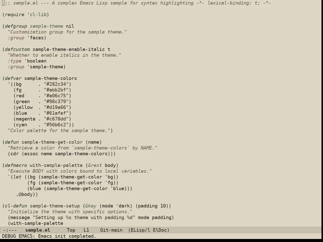 Au Parchment Day Theme in emacs-lisp-mode