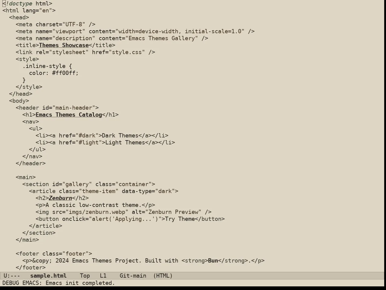 Au Parchment Day Theme in html-mode