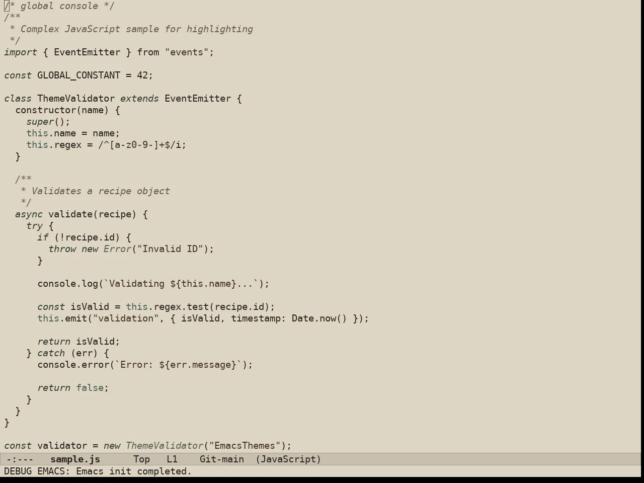 Au Parchment Day Theme in javascript-mode