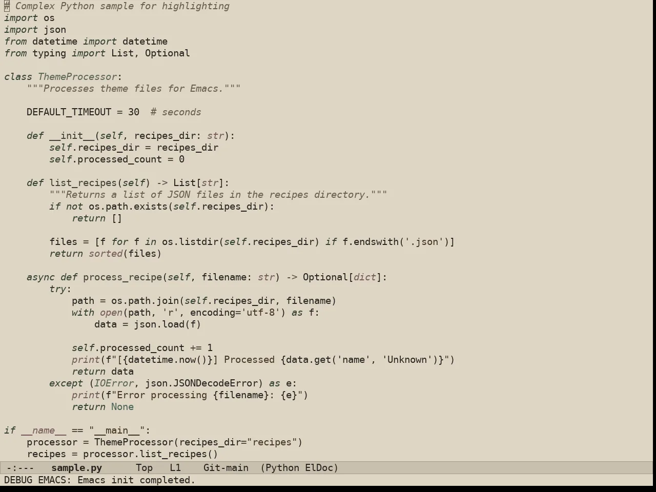 Au Parchment Day Theme in python-mode