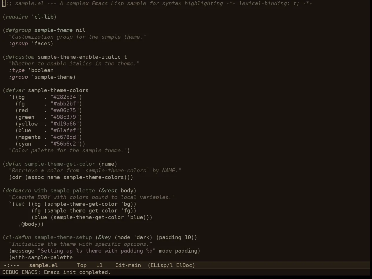 Au Parchment Night Theme in emacs-lisp-mode
