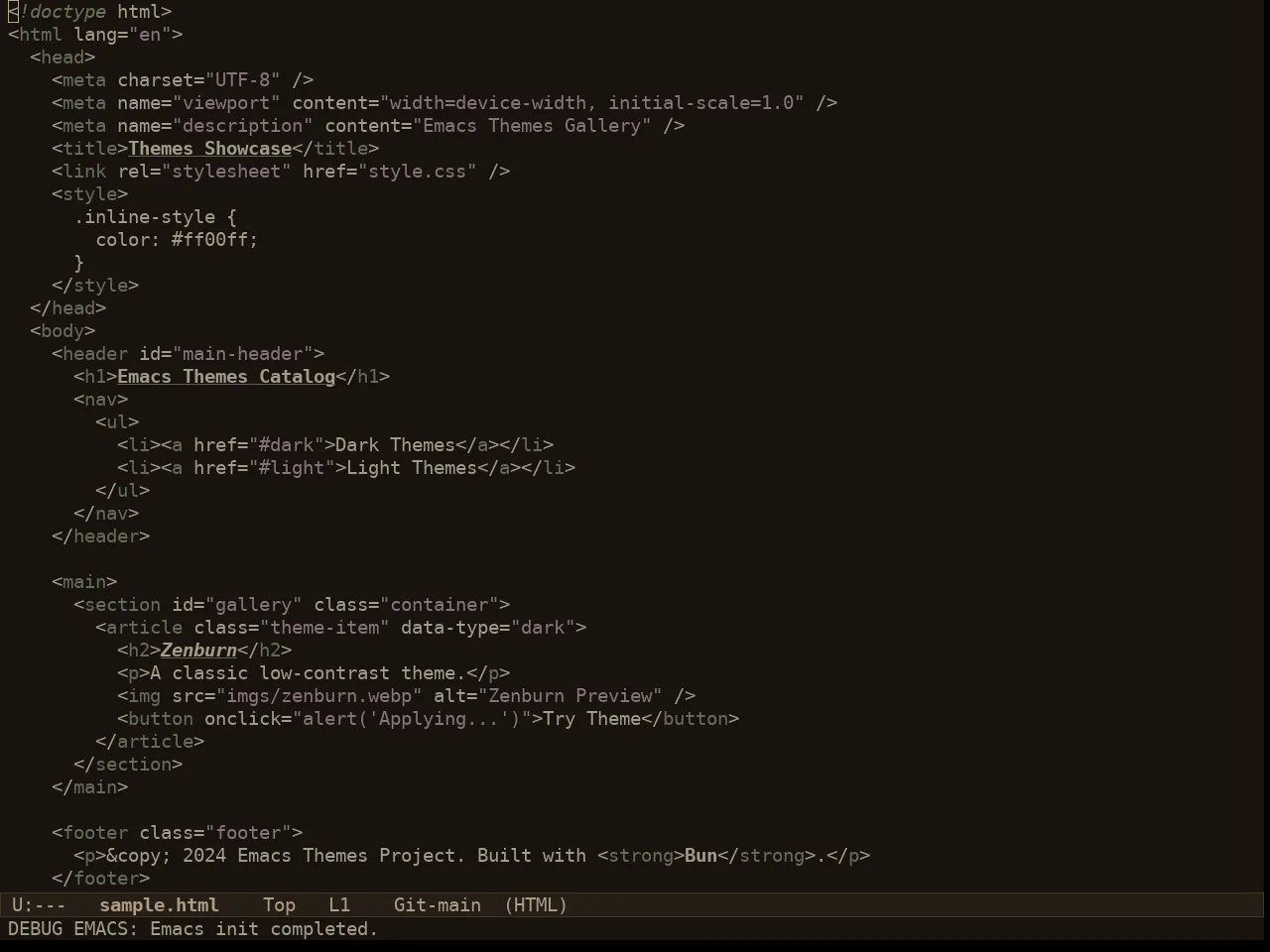 Au Parchment Night Theme in html-mode