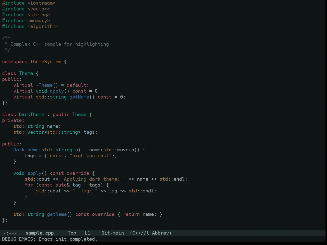 Au Salina Night Theme in c++-mode