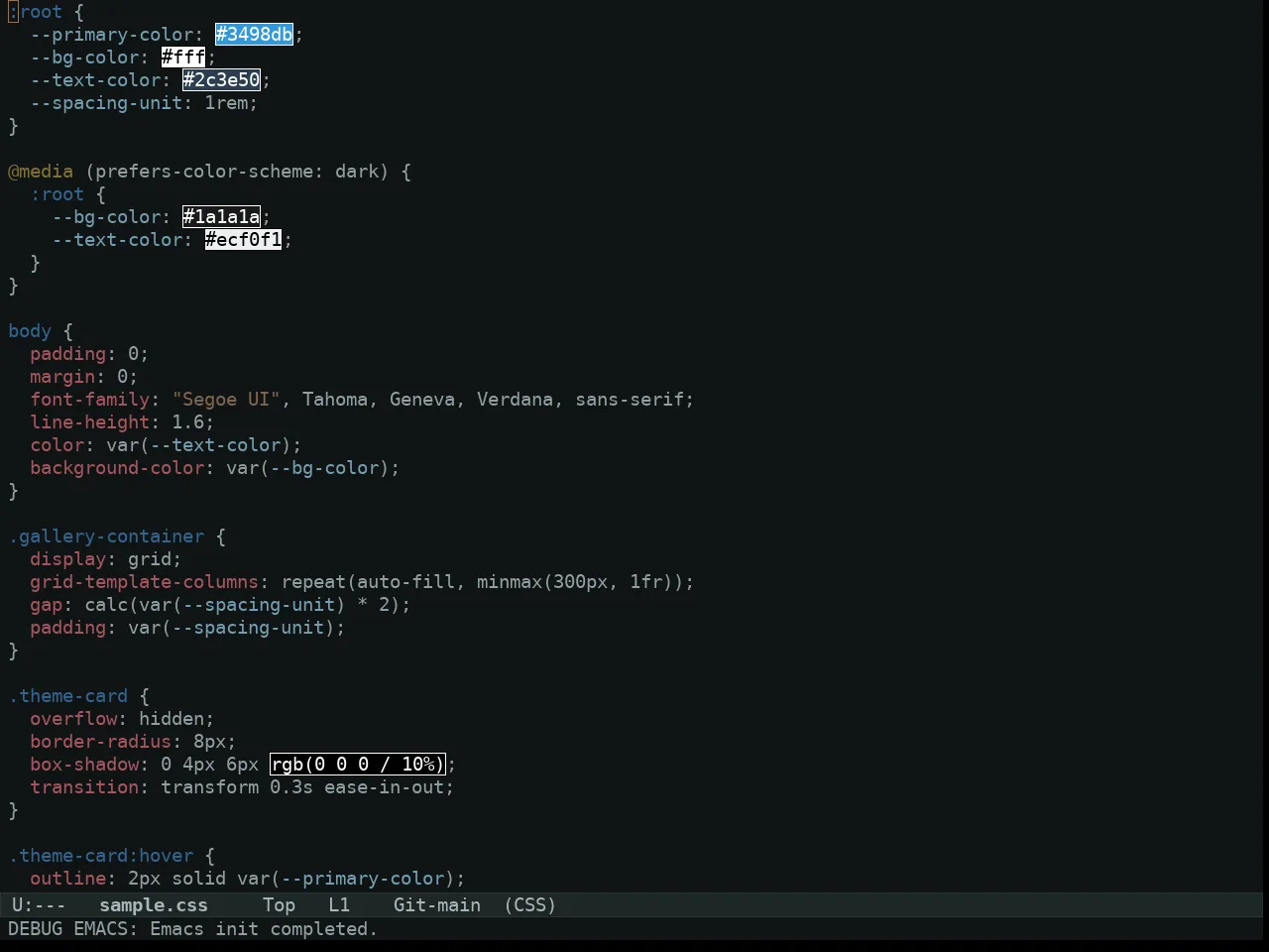 Au Salina Night Theme in css-mode