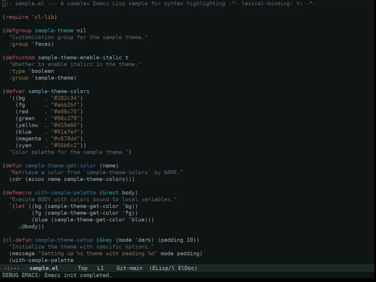 Au Salina Night Theme in emacs-lisp-mode