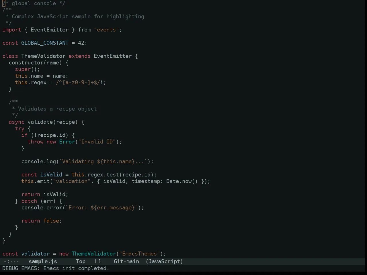 Au Salina Night Theme in javascript-mode