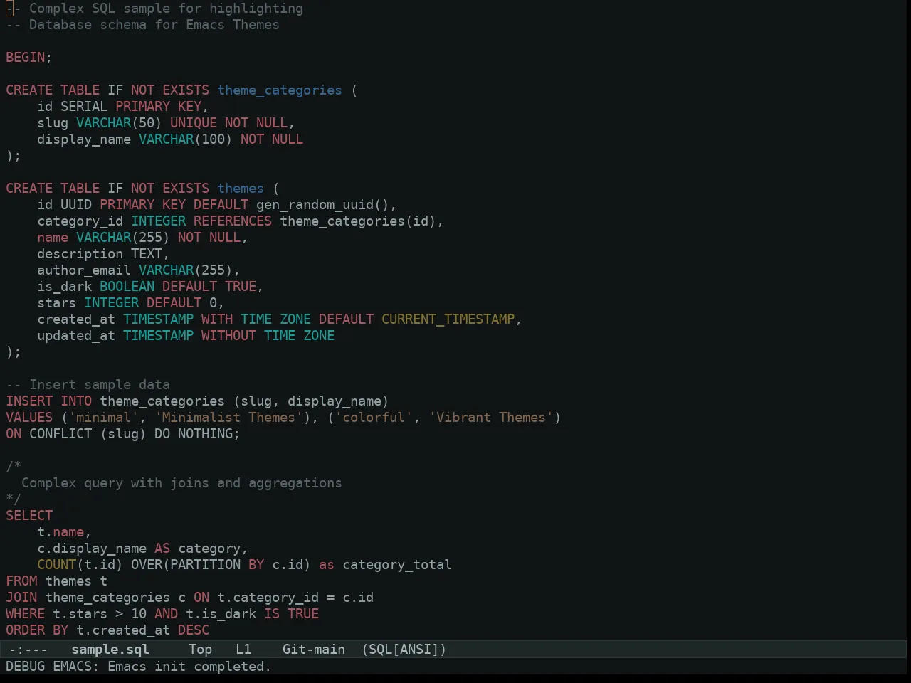 Au Salina Night Theme in sql-mode