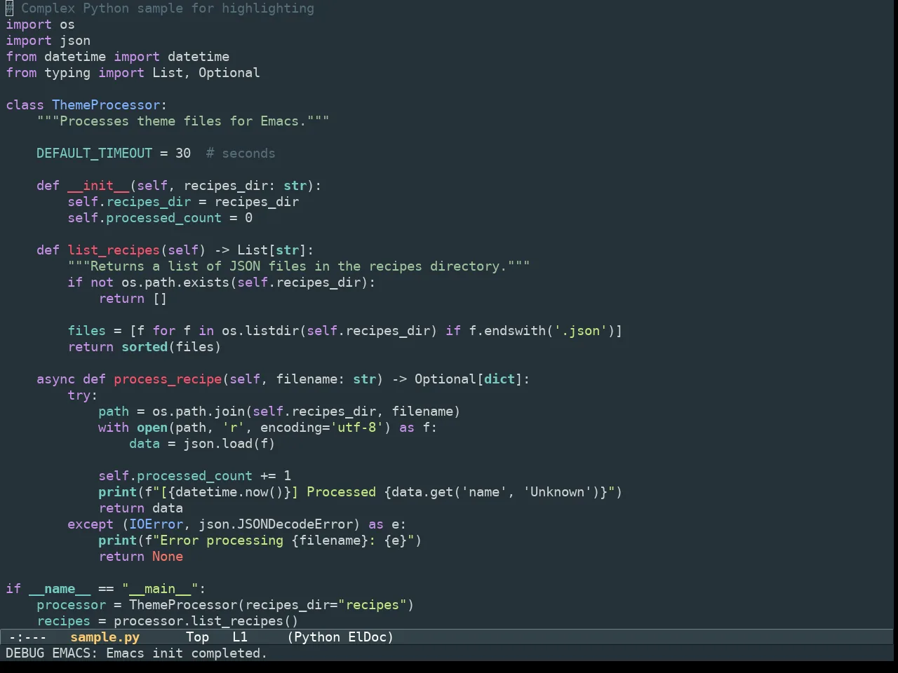 Aurora Theme in python-mode