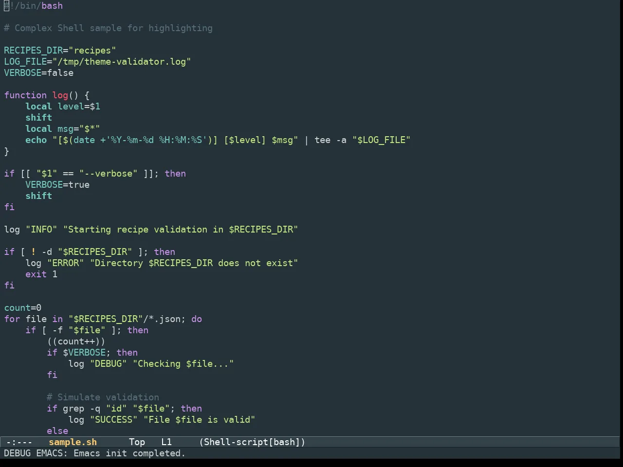 Aurora Theme in sh-mode