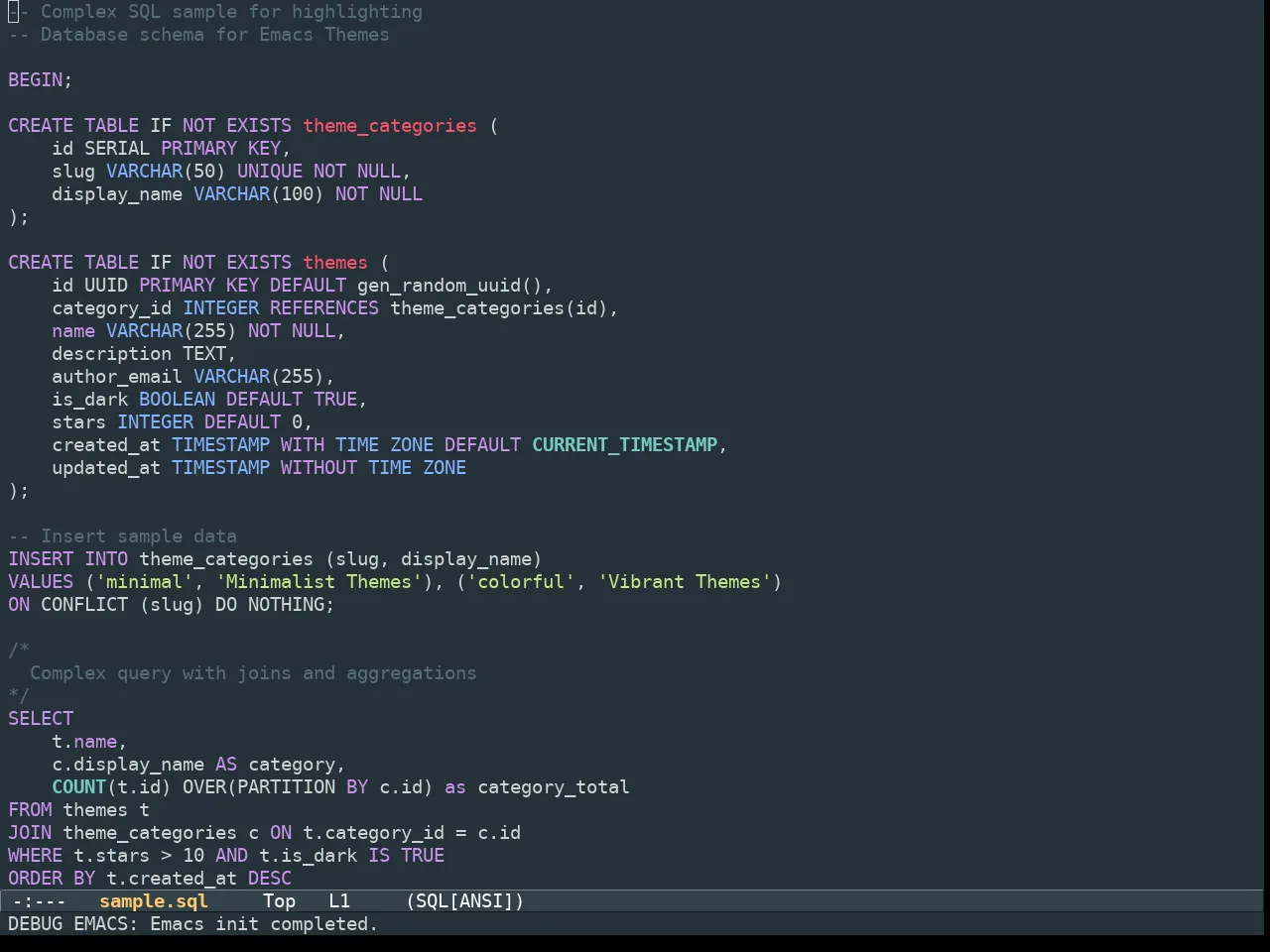 Aurora Theme in sql-mode