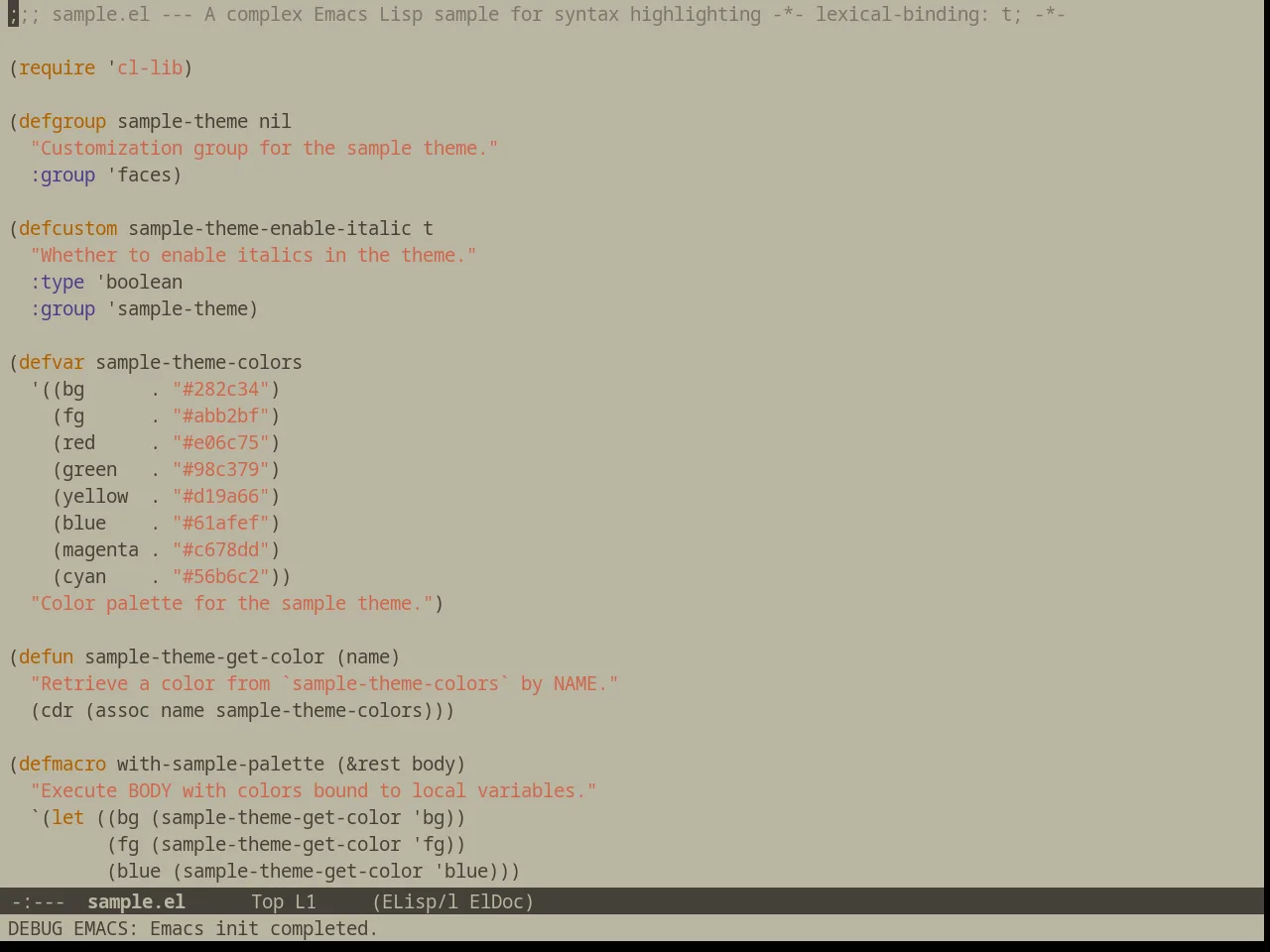 Automata Theme in emacs-lisp-mode