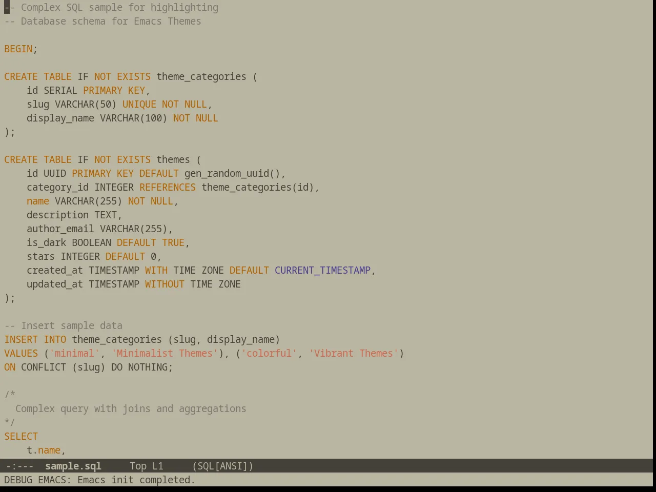 Automata Theme in sql-mode
