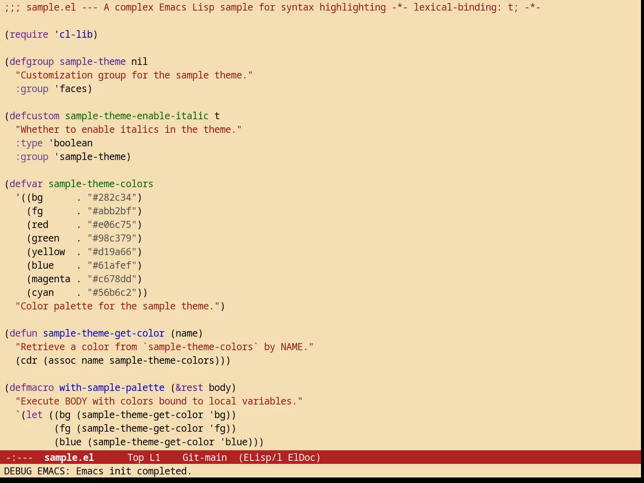 Autumn Light Theme in emacs-lisp-mode