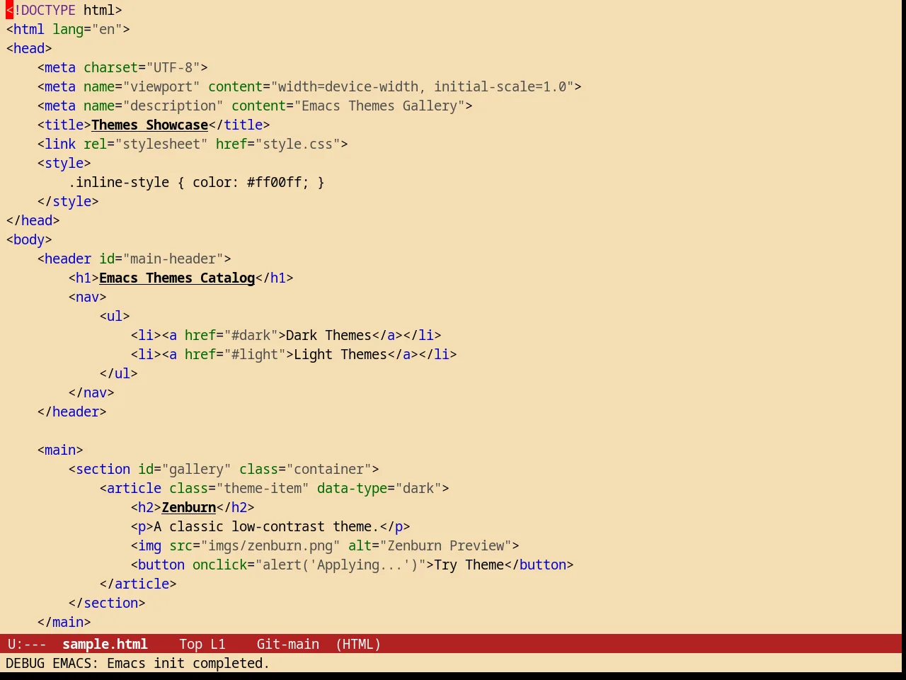 Autumn Light Theme in html-mode