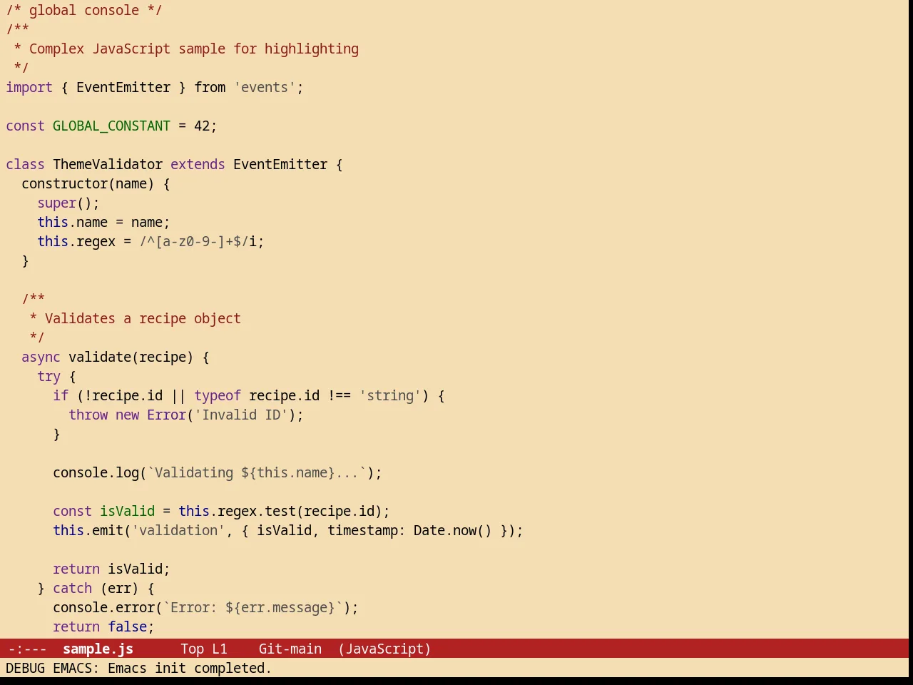 Autumn Light Theme in javascript-mode