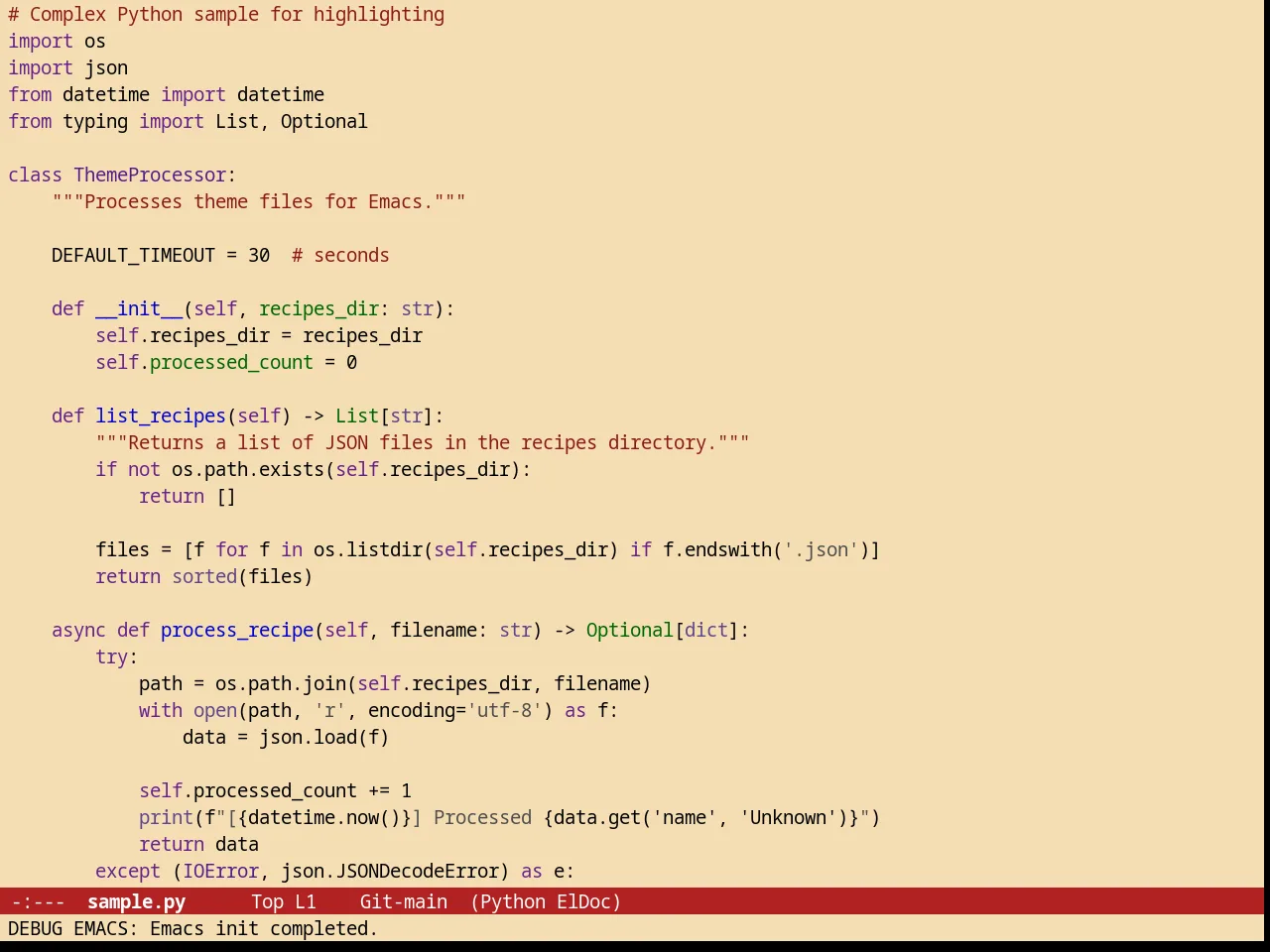 Autumn Light Theme in python-mode