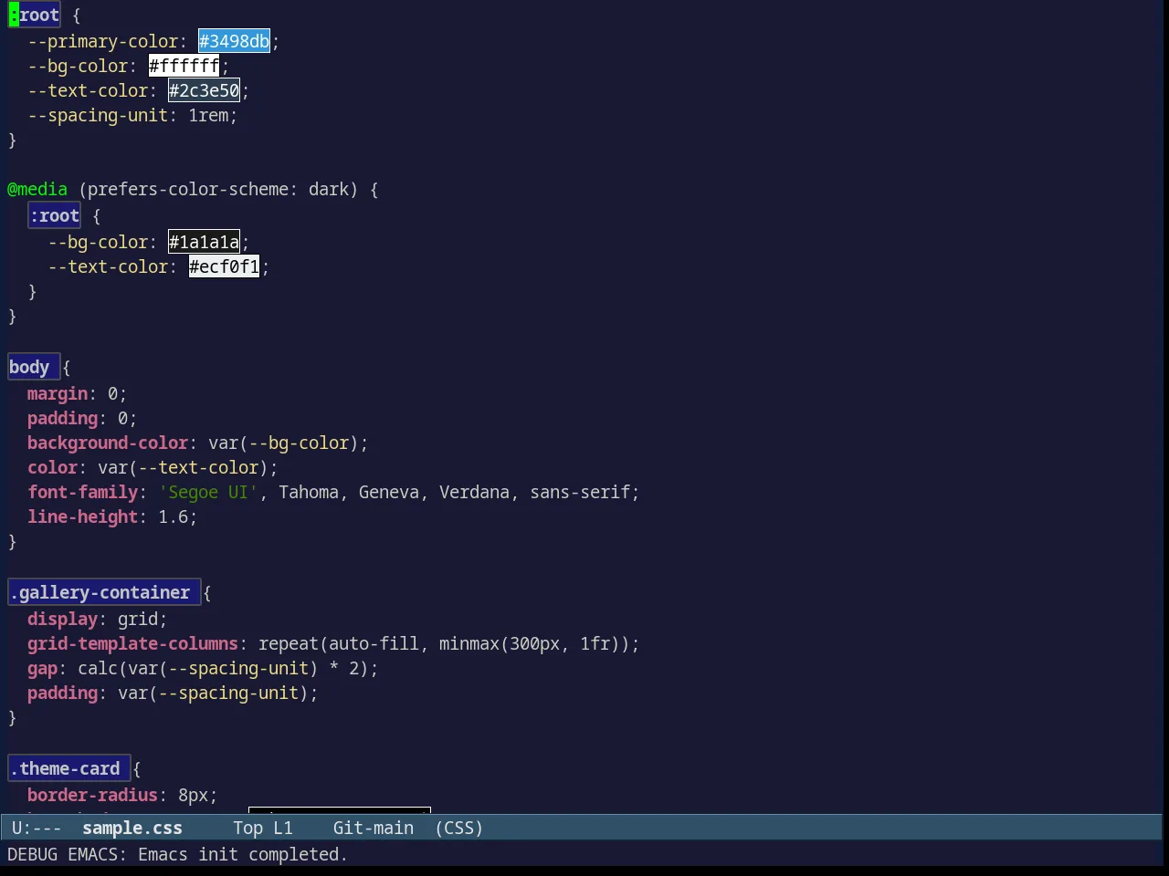 Avk darkblue White Theme in css-mode