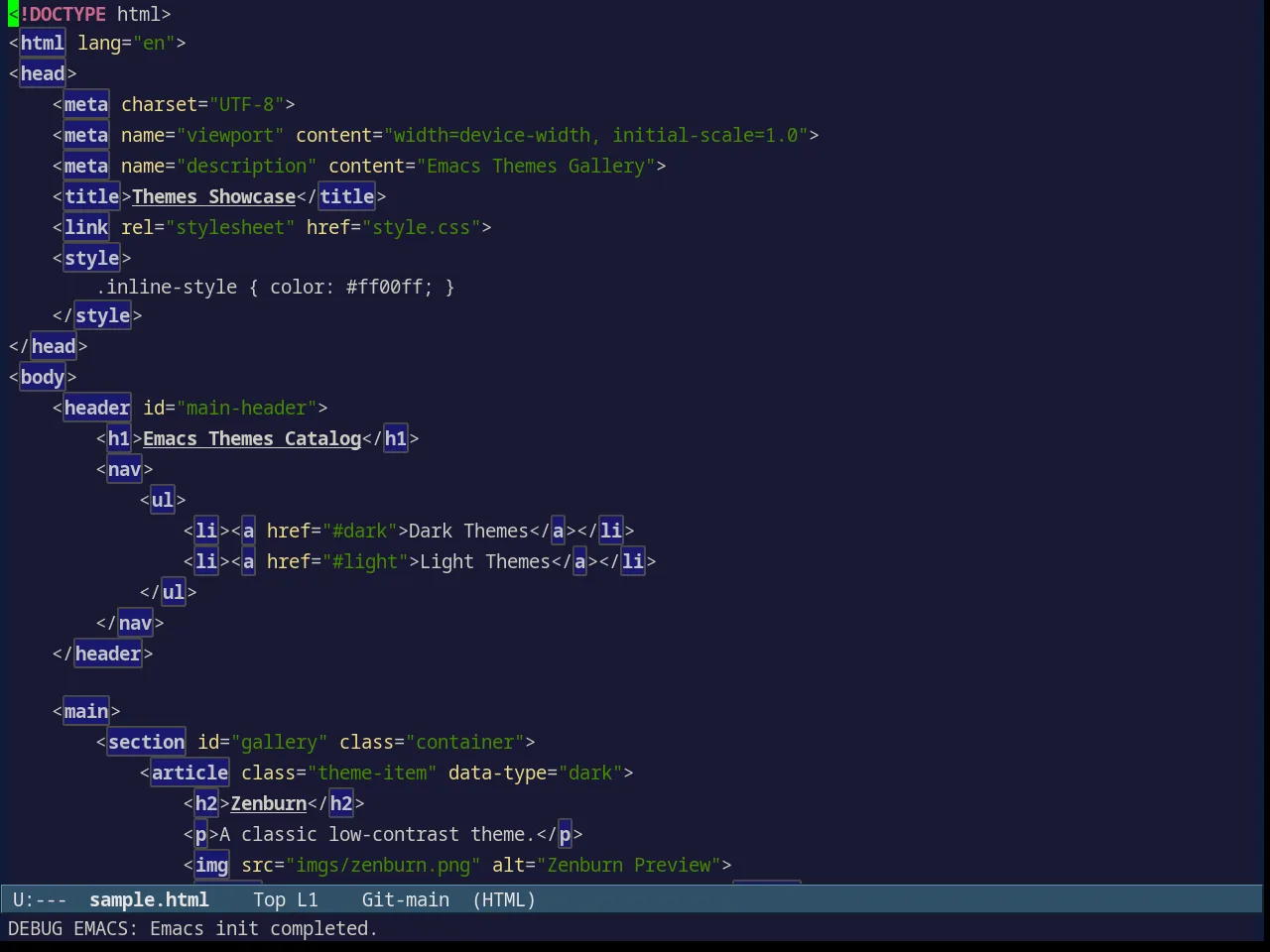 Avk darkblue White Theme in html-mode