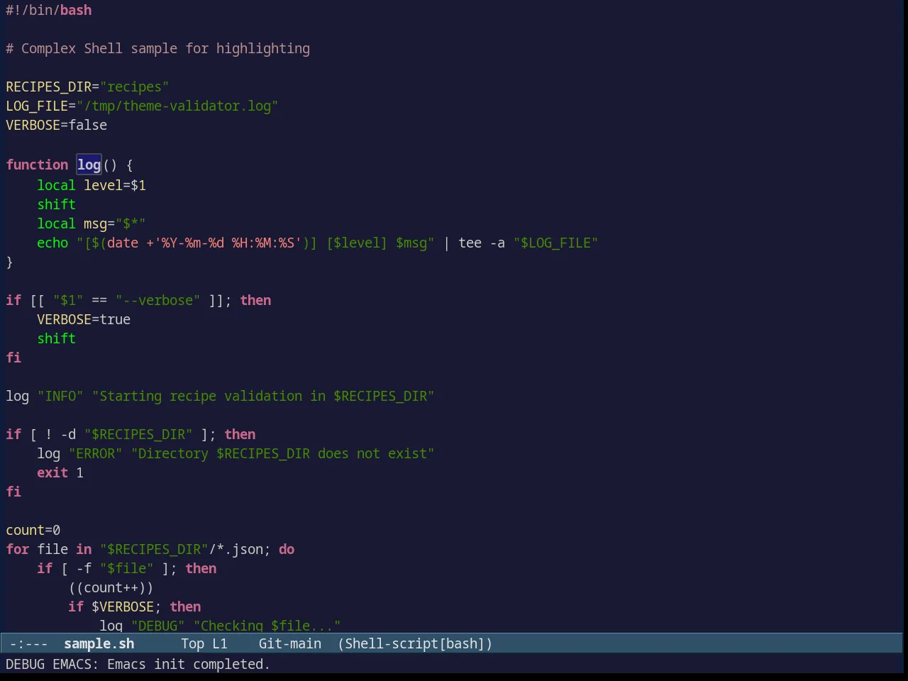 Avk darkblue White Theme in sh-mode