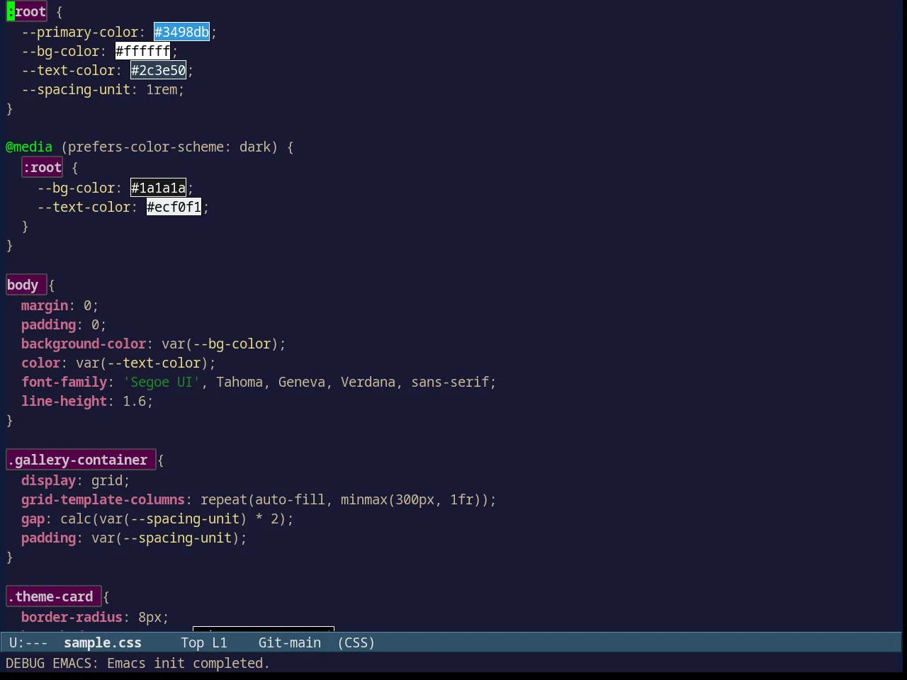 Avk Darkblue Yellow Theme in css-mode