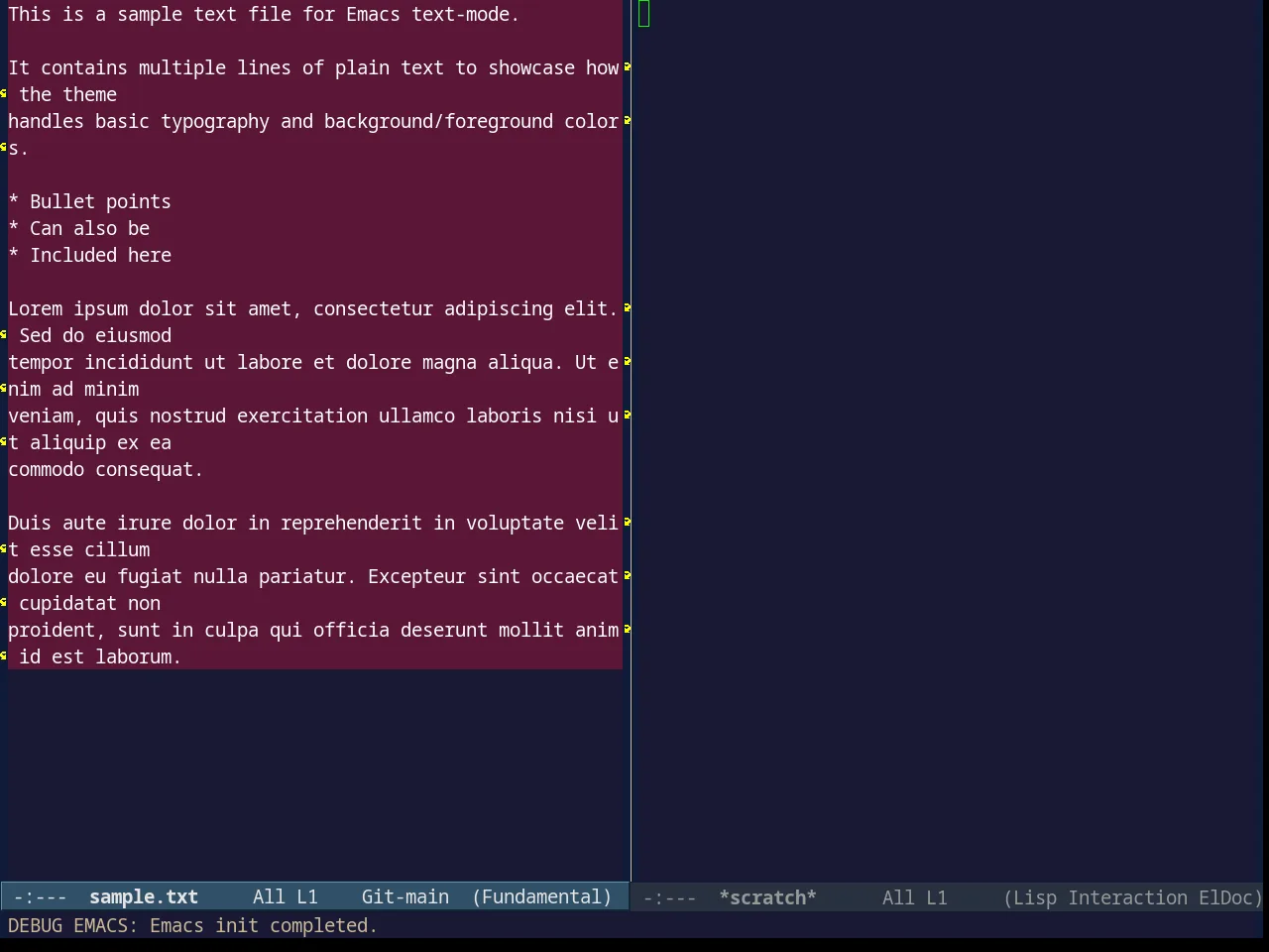 Avk Darkblue Yellow Theme in fundamental-mode