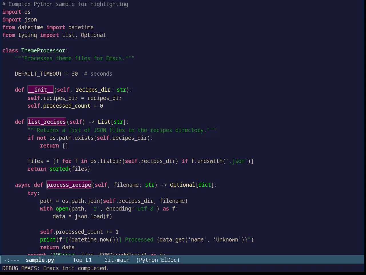 Avk Darkblue Yellow Theme in python-mode