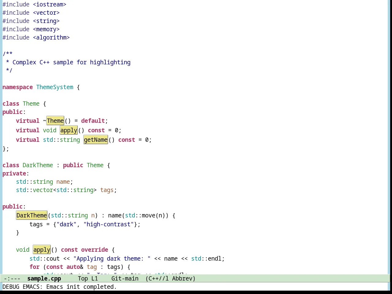 Avk Daylight Theme in c++-mode