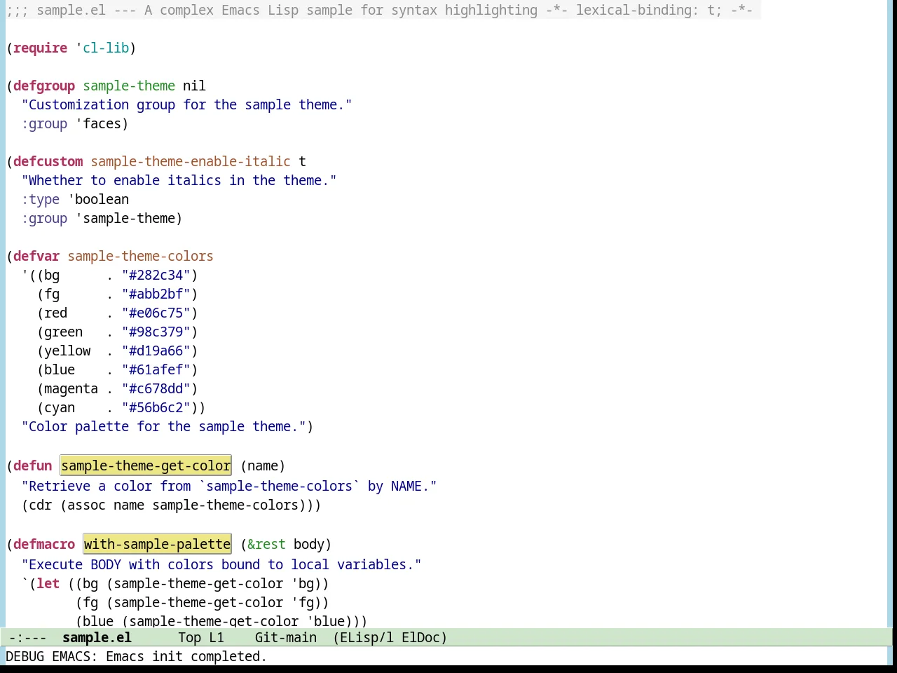 Avk Daylight Theme in emacs-lisp-mode