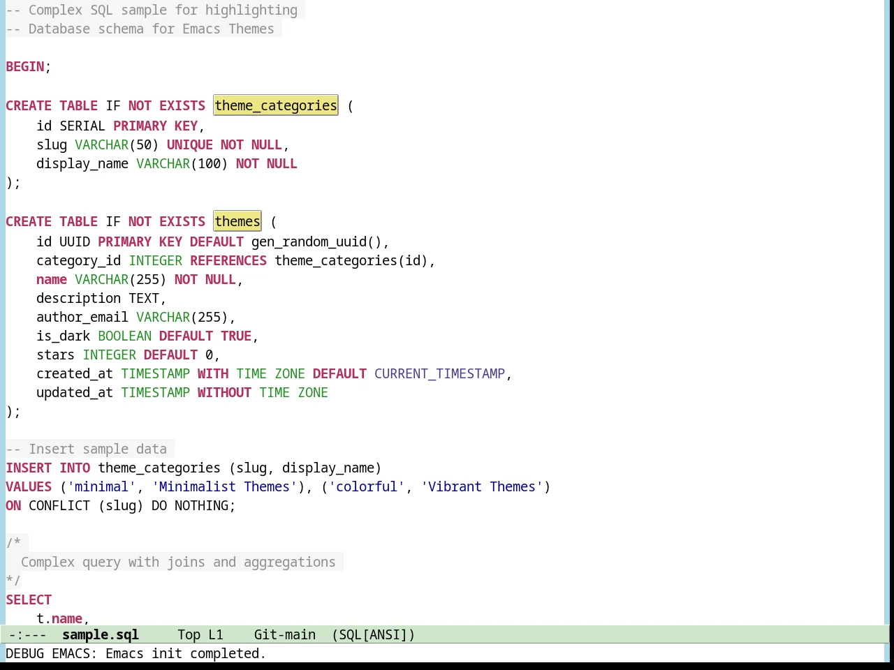 Avk Daylight Theme in sql-mode