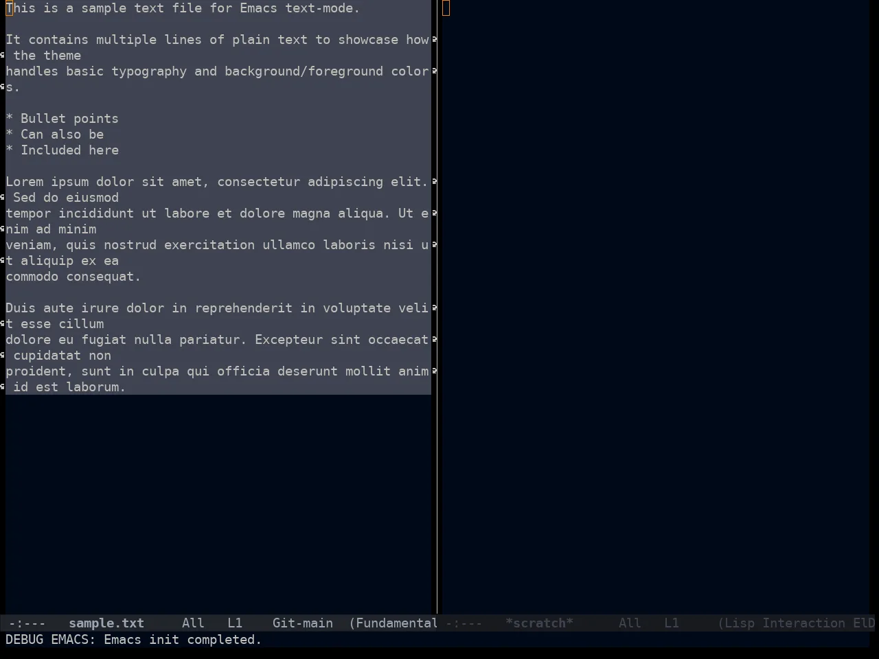 Ayu Dark Theme in fundamental-mode