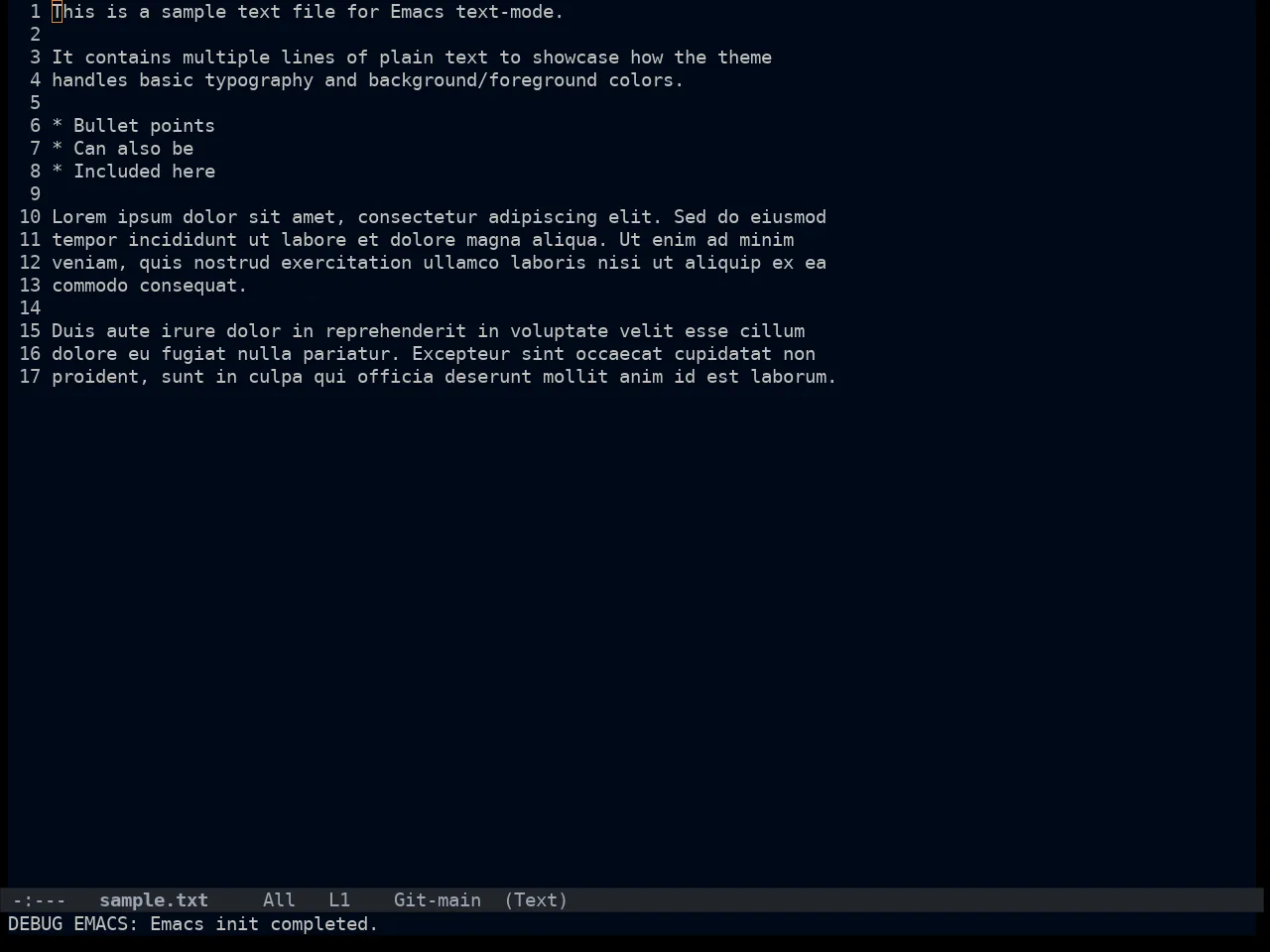 Ayu Dark Theme in text-mode