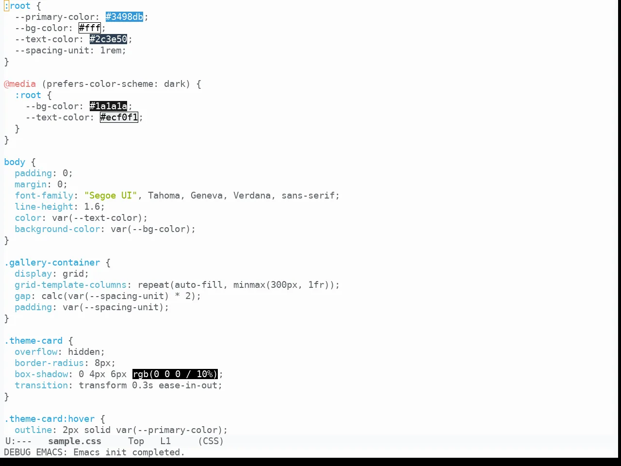 Ayu Day in css-mode