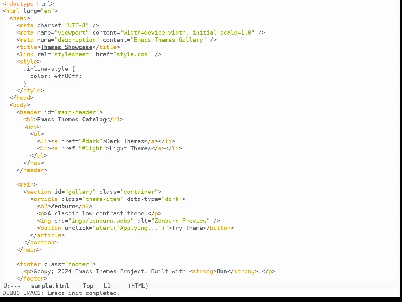 Ayu Day in html-mode