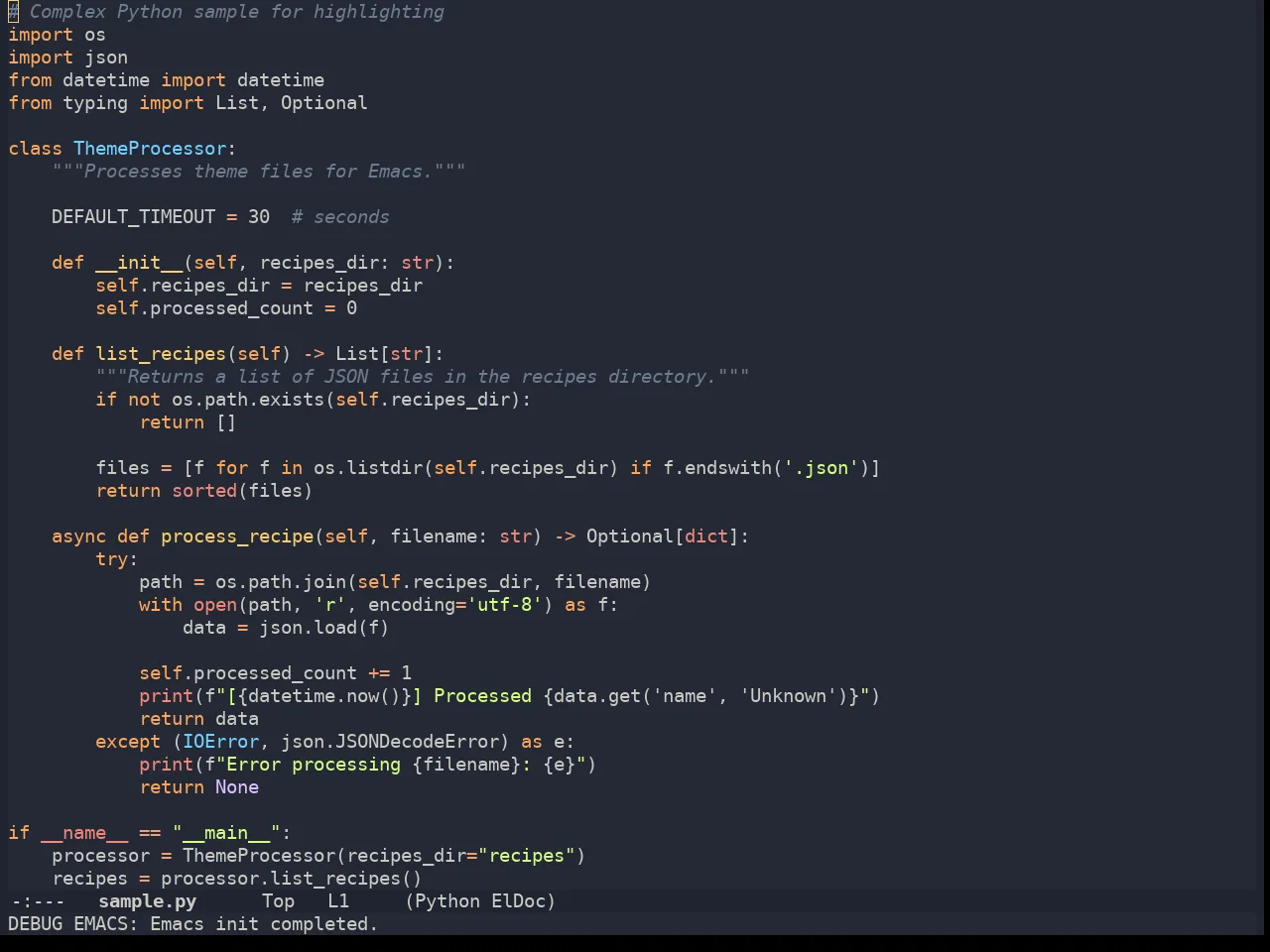 Ayu Dusk in python-mode