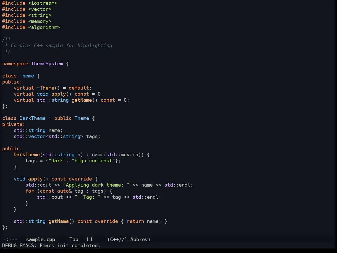 Ayu Night in c++-mode
