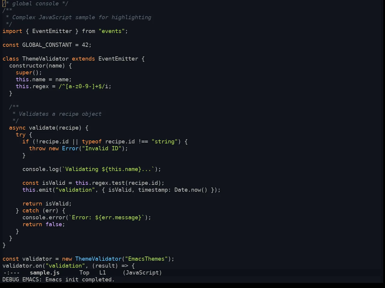 Ayu Night in javascript-mode