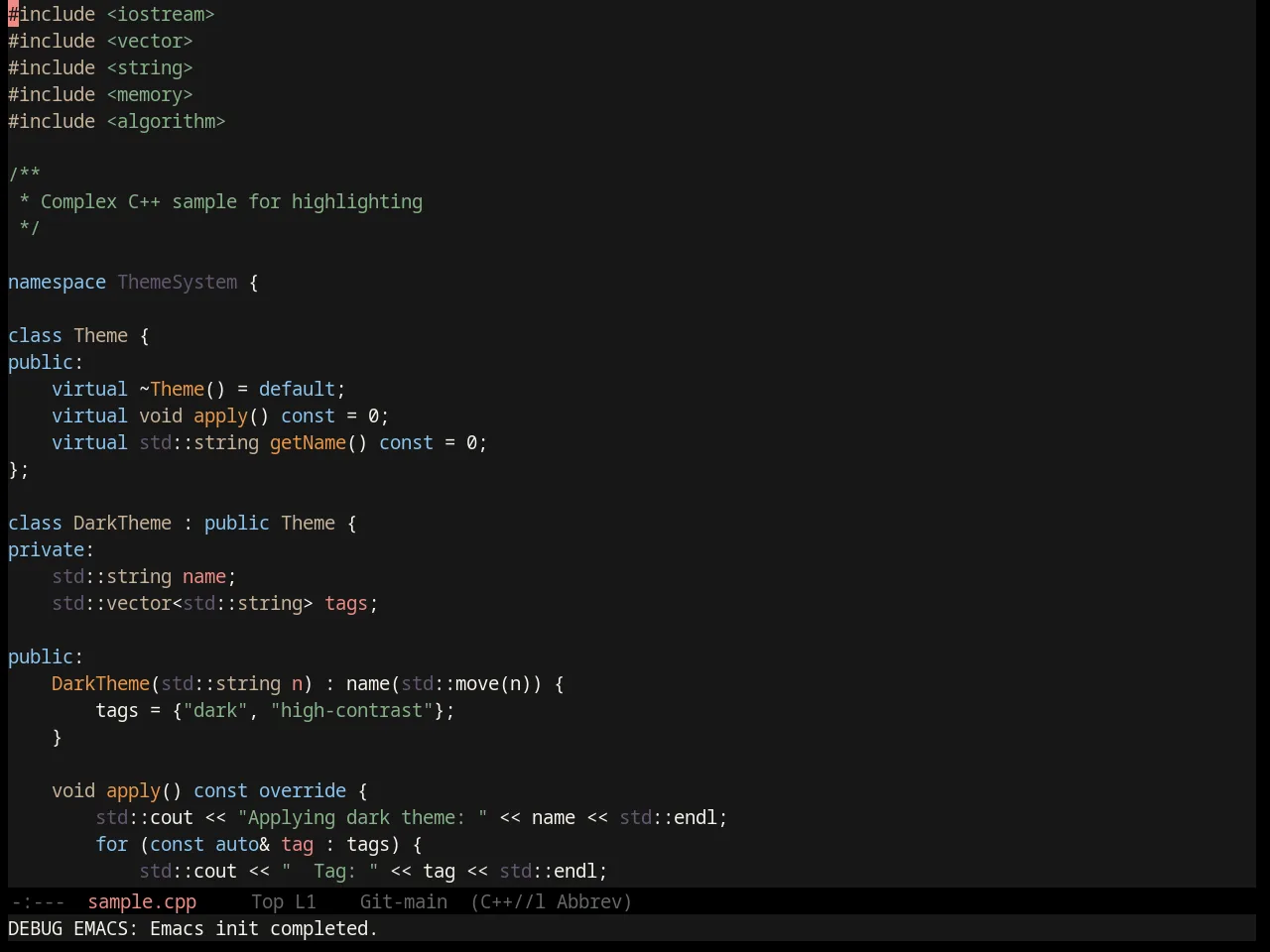 Badger Theme in c++-mode