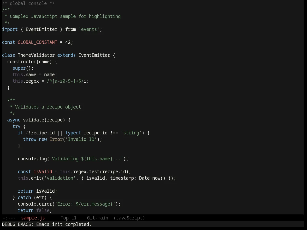 Badger Theme in javascript-mode