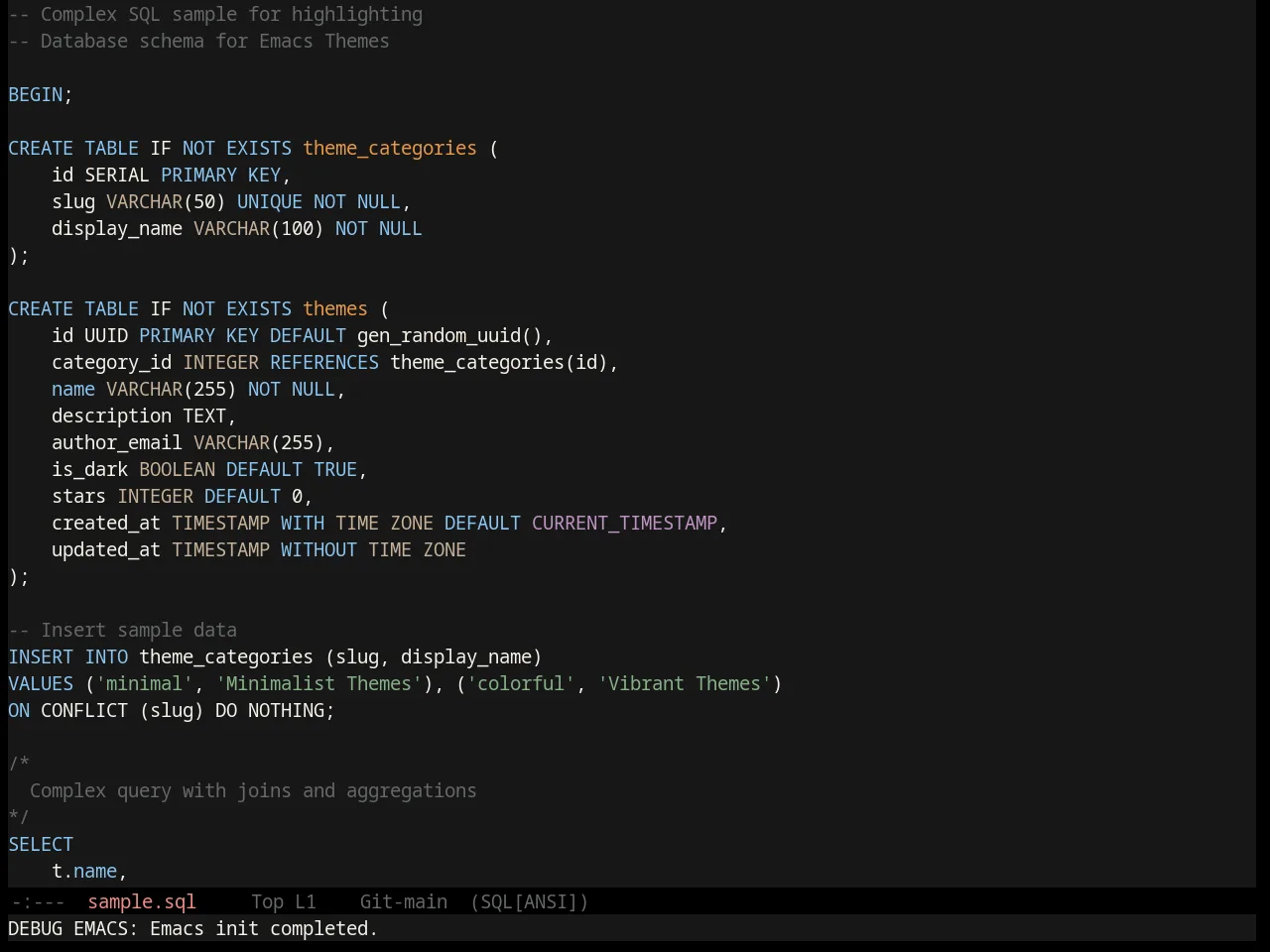 Badger Theme in sql-mode