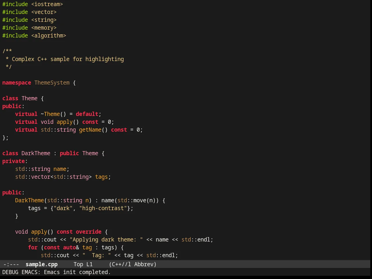 Badwolf Theme in c++-mode