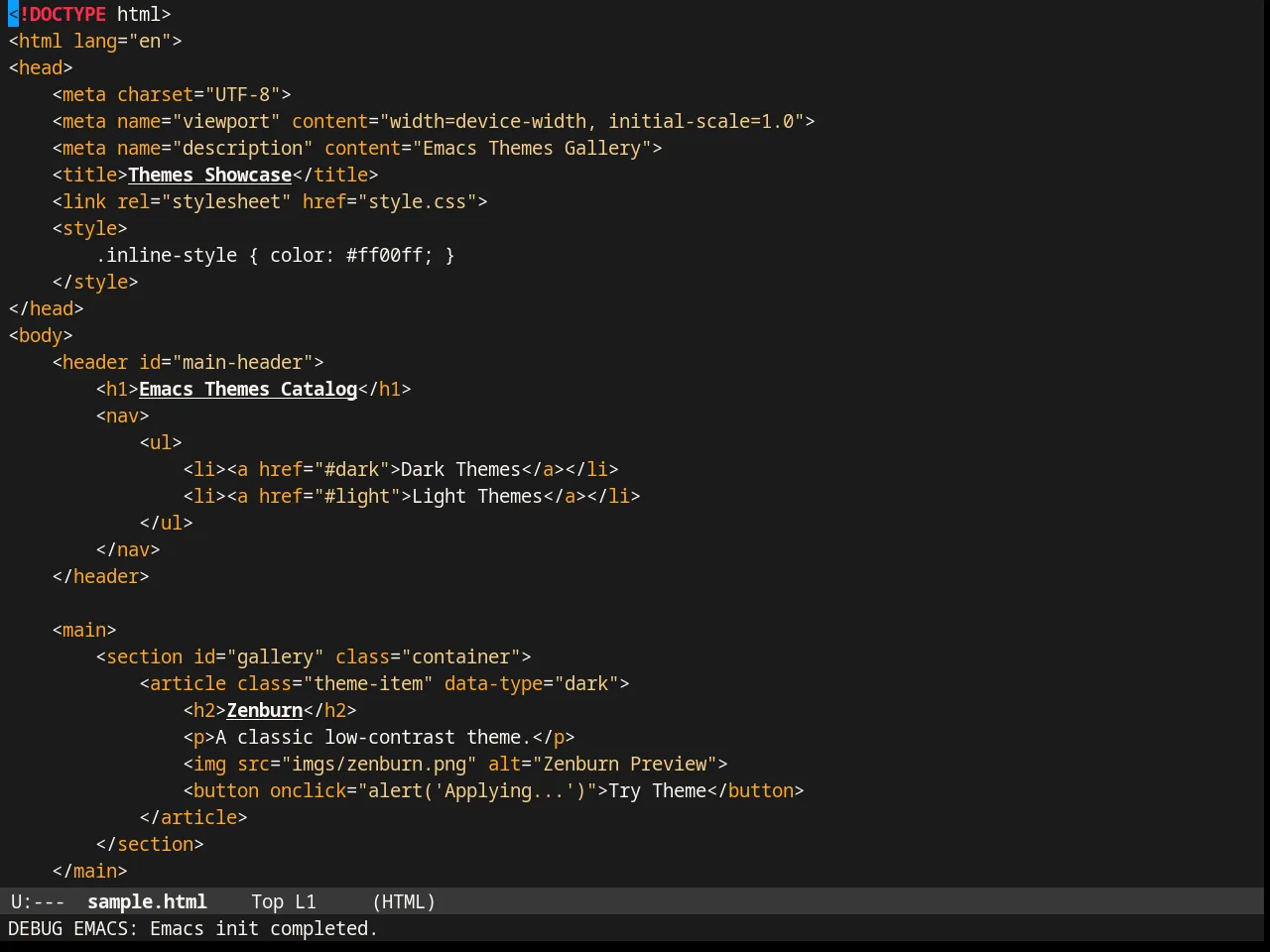 Badwolf Theme in html-mode