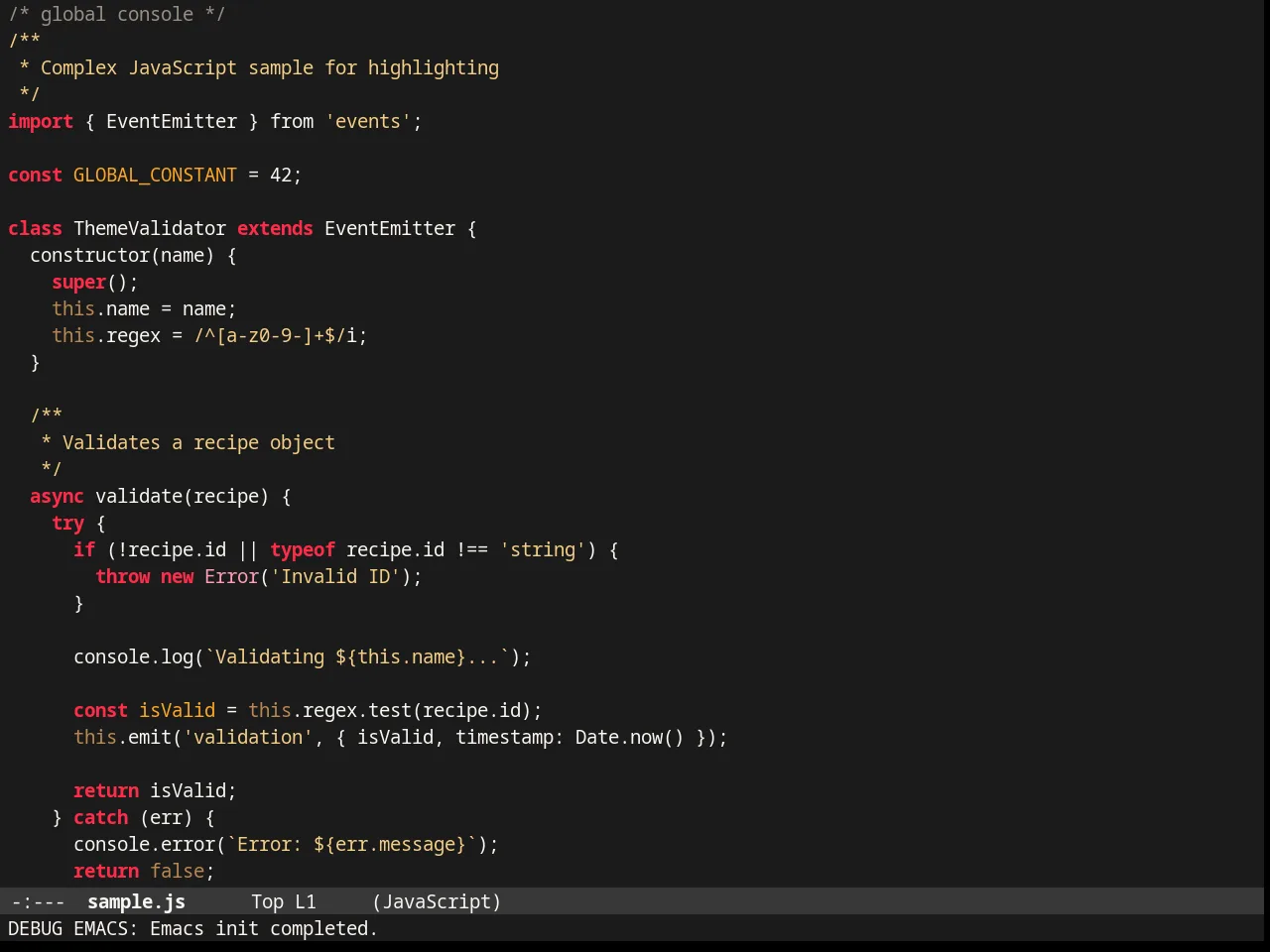 Badwolf Theme in javascript-mode