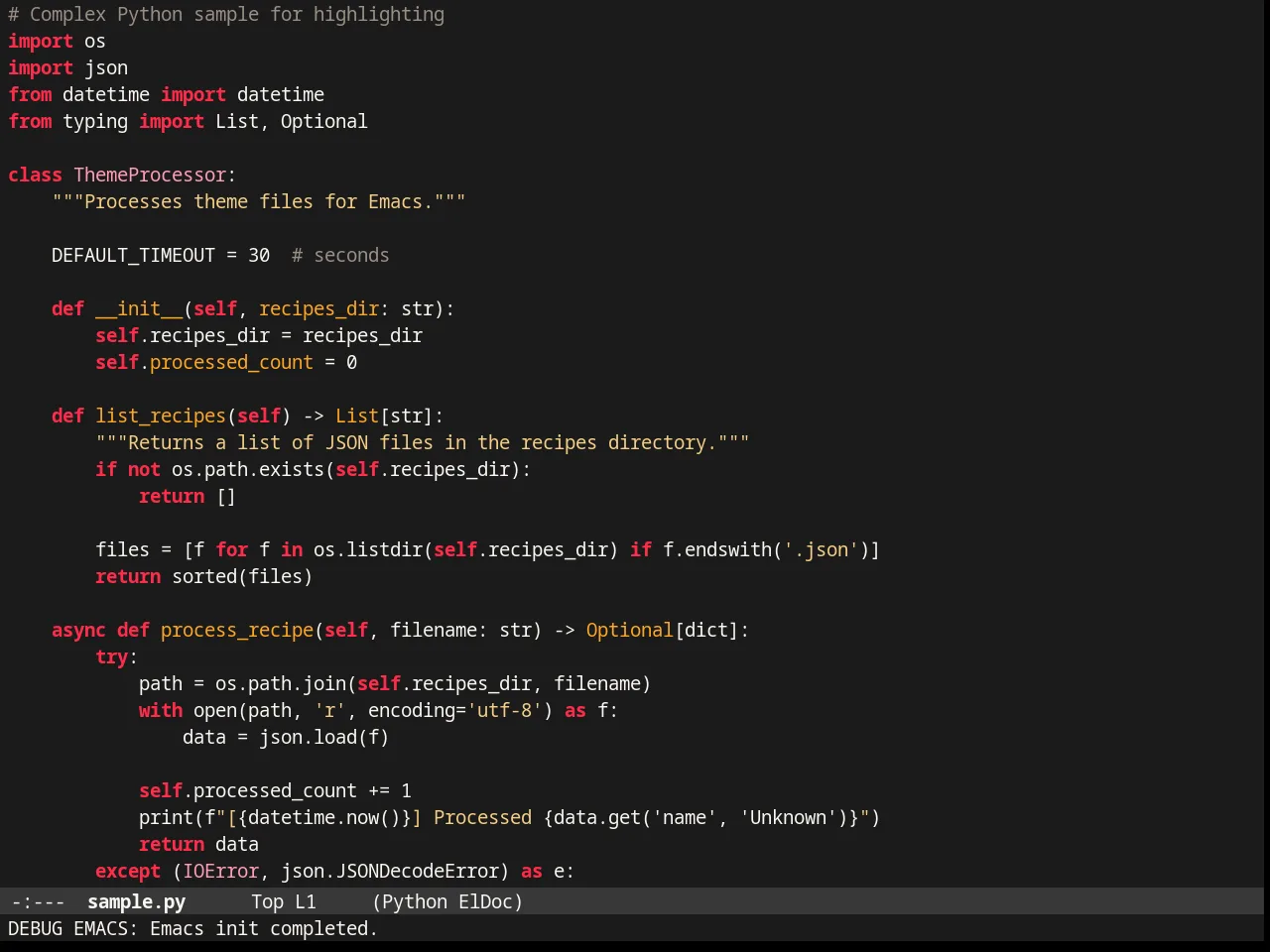 Badwolf Theme in python-mode
