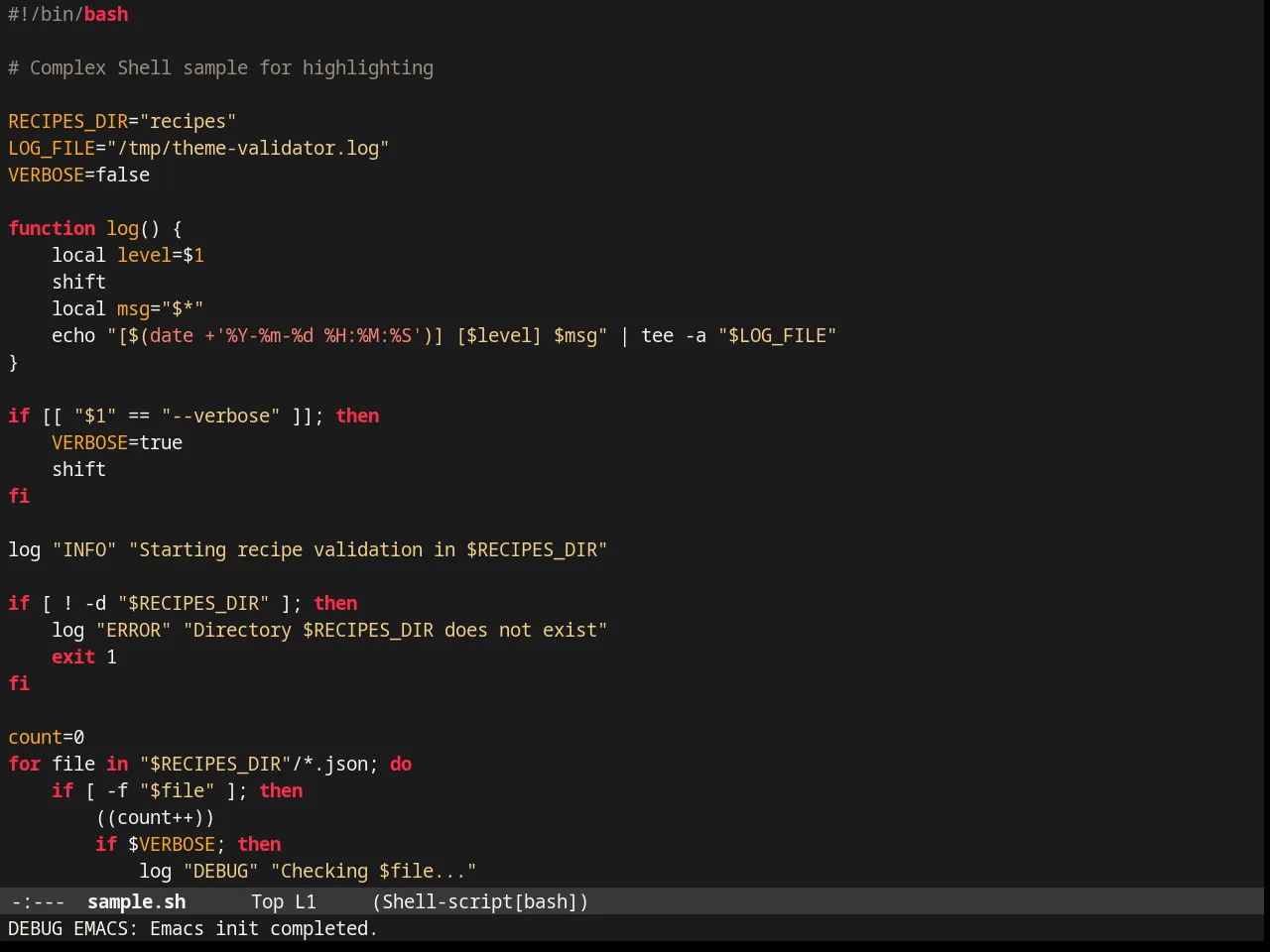 Badwolf Theme in sh-mode