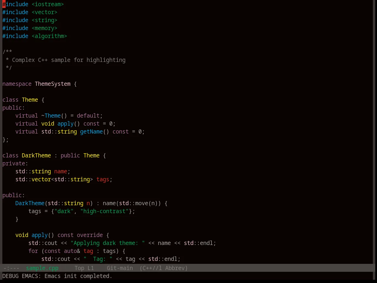Base16 3024 Theme in c++-mode