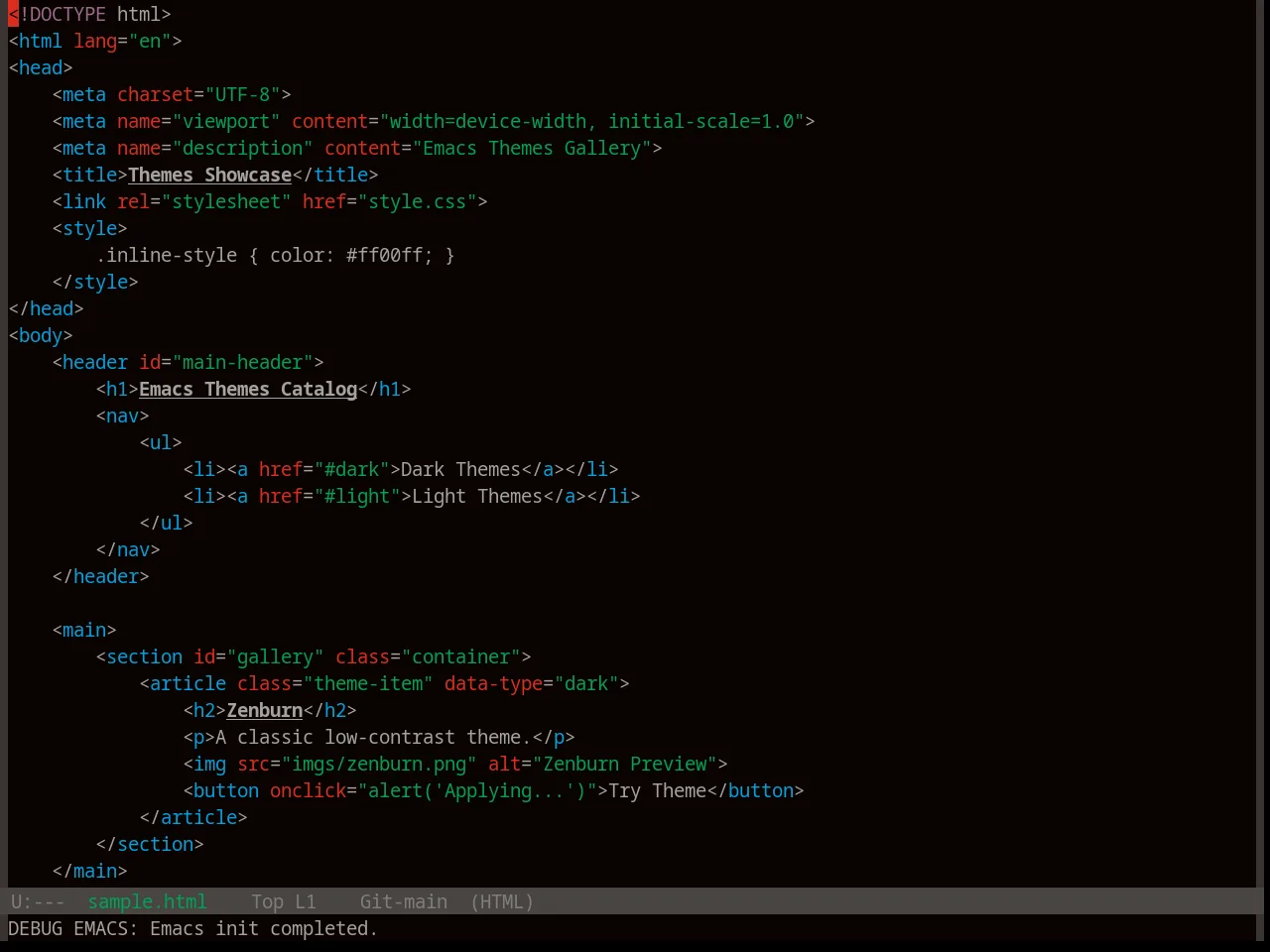 Base16 3024 Theme in html-mode