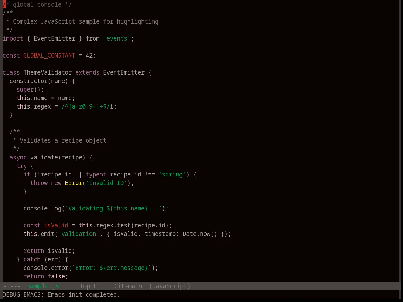 Base16 3024 Theme in javascript-mode